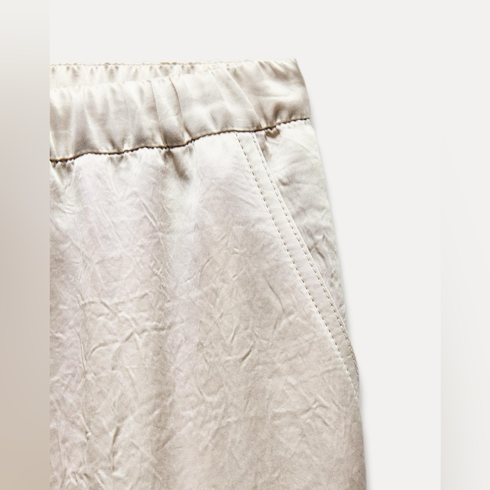 ZARA DRAPED SATIN EFFECT PANTS COLLECTION ELEGANT CREAM TOP SIZE M - Picture 12 of 13